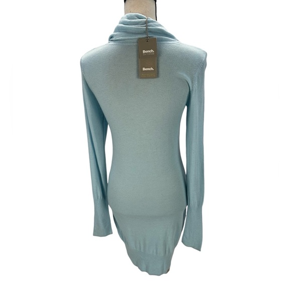 Bench Long Sleeve Cowl Neck Sweater Mini Dress - Light Blue - size Small - Picture 3 of 9